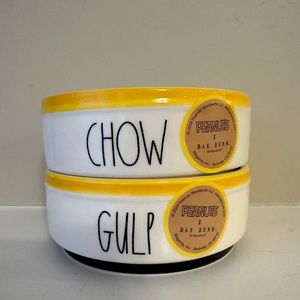 Rae Dunn X Peanuts Snoopy Gulp Chow dog bowl set food water